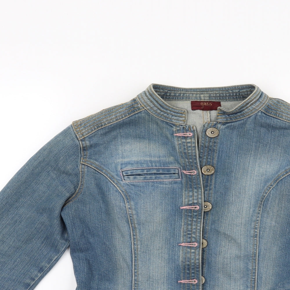 Oasis Womens Blue  Denim Jacket Coat Size 12