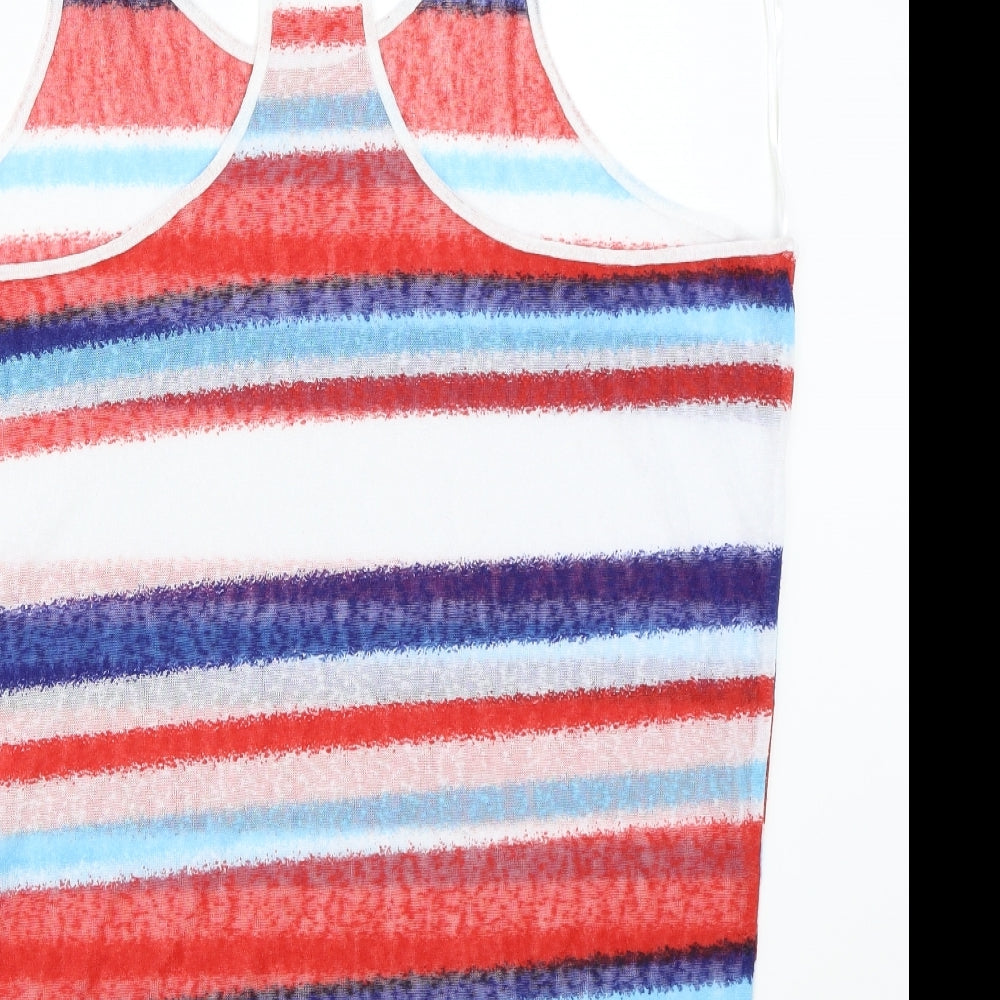 Ocean club Womens White Striped  Basic Tank Size 14