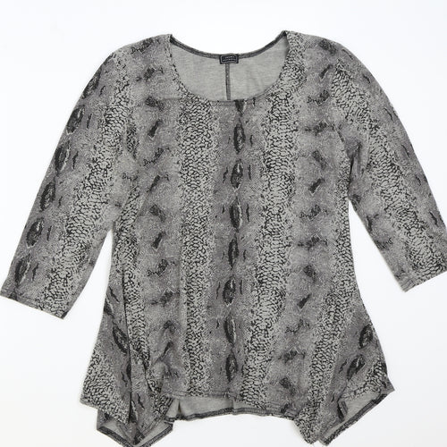Jasmine collection Womens Grey Animal Print  Basic T-Shirt Size M