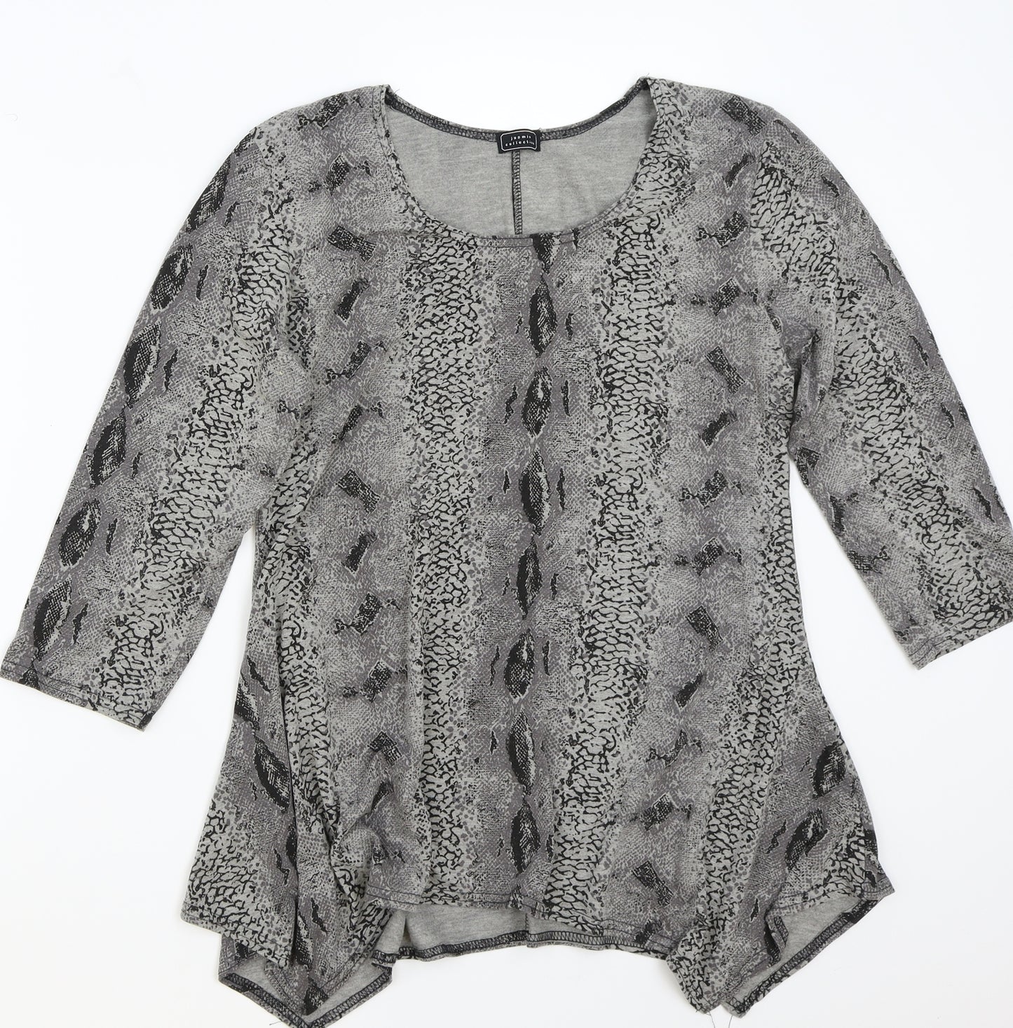 Jasmine collection Womens Grey Animal Print  Basic T-Shirt Size M