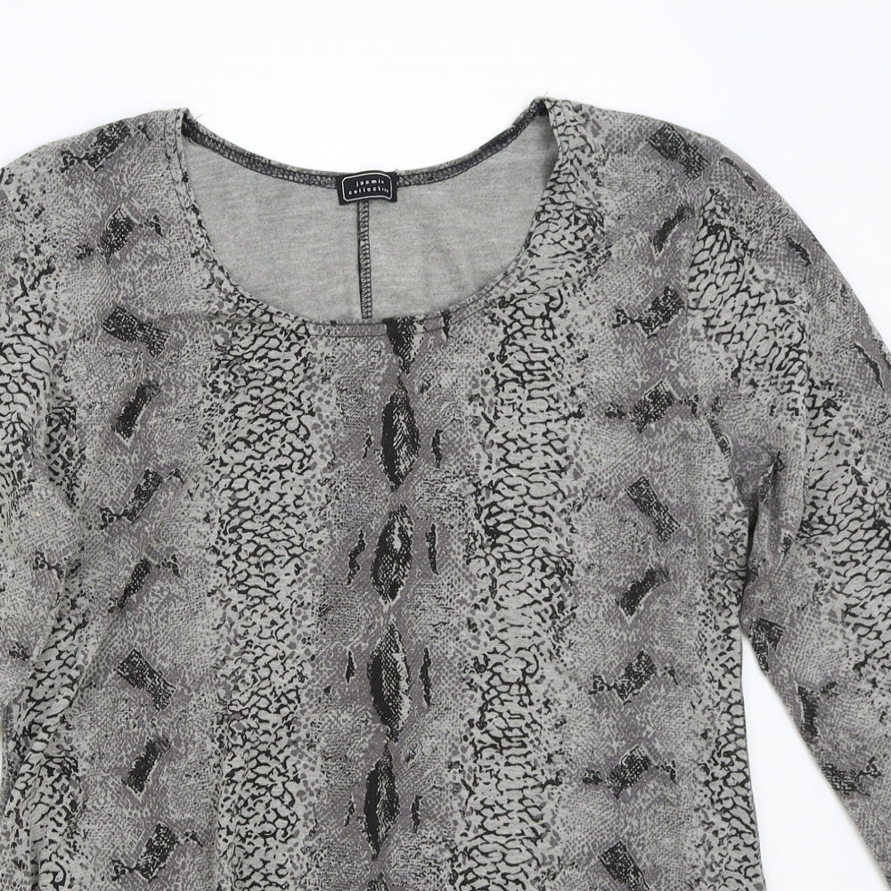 Jasmine collection Womens Grey Animal Print  Basic T-Shirt Size M