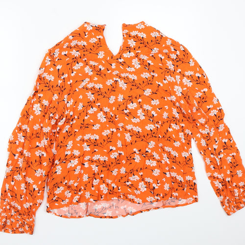 Marks and Spencer Womens Orange Floral  Basic T-Shirt Size 14