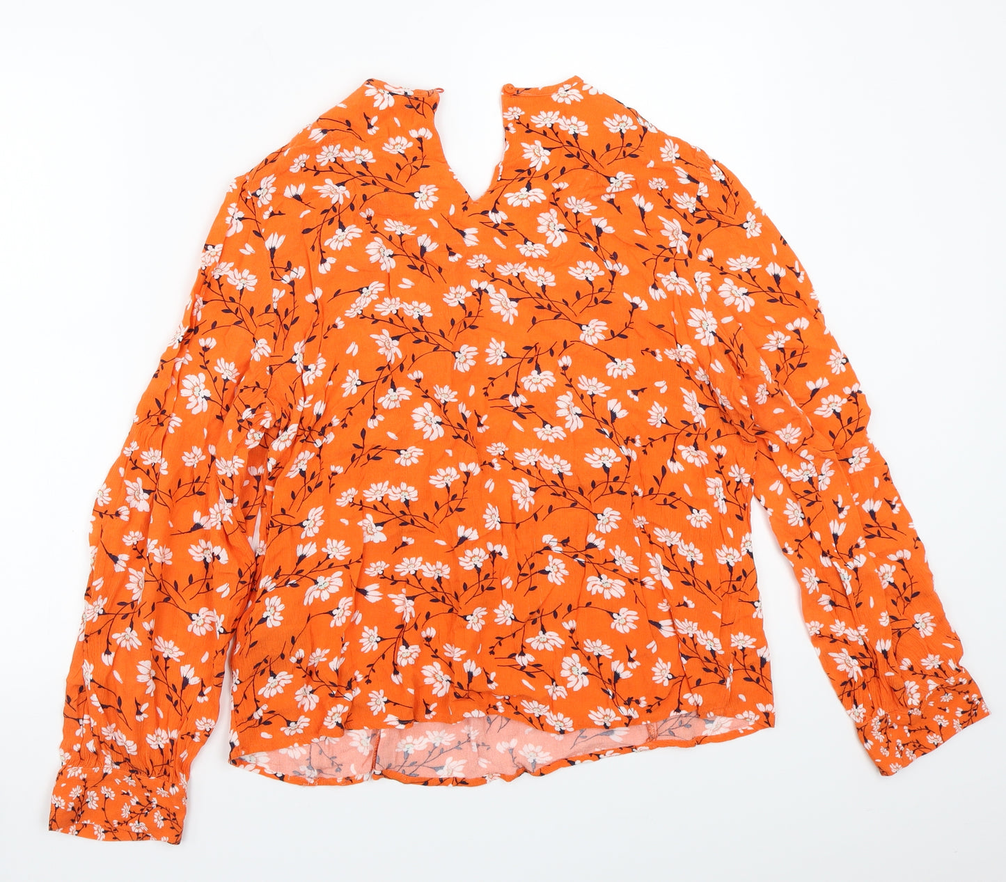Marks and Spencer Womens Orange Floral  Basic T-Shirt Size 14