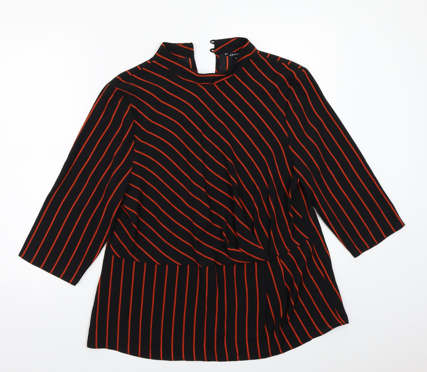 Peacocks Womens Black Striped  Basic Blouse Size 16