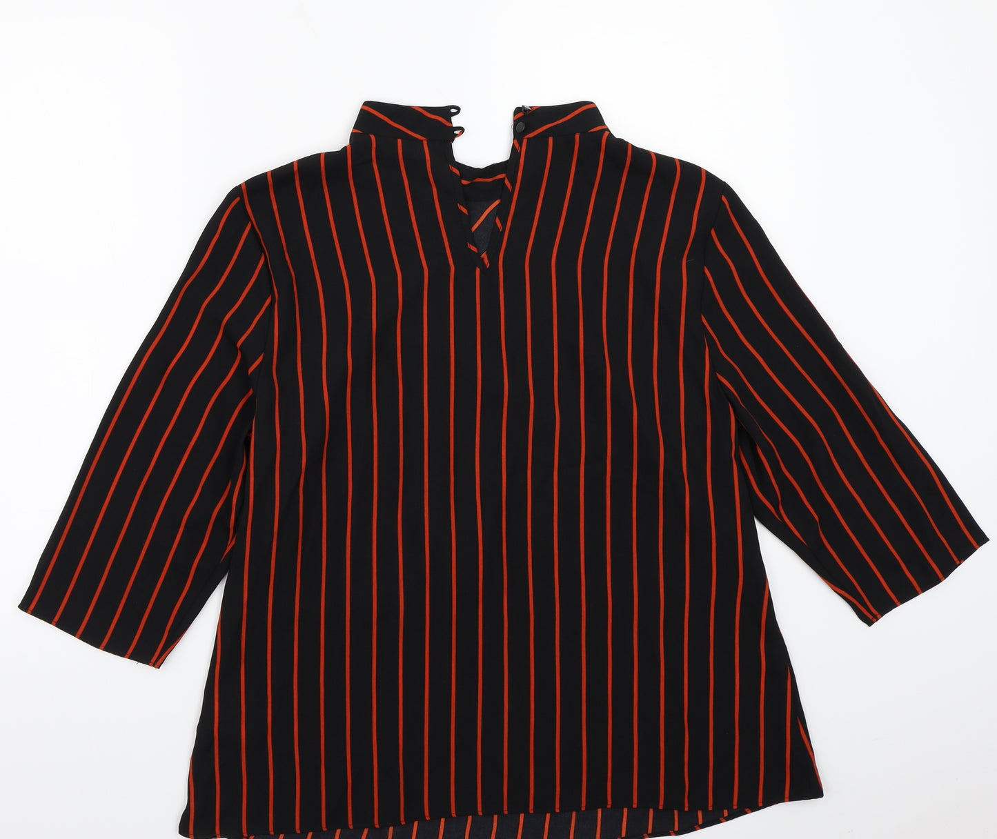 Peacocks Womens Black Striped  Basic Blouse Size 16