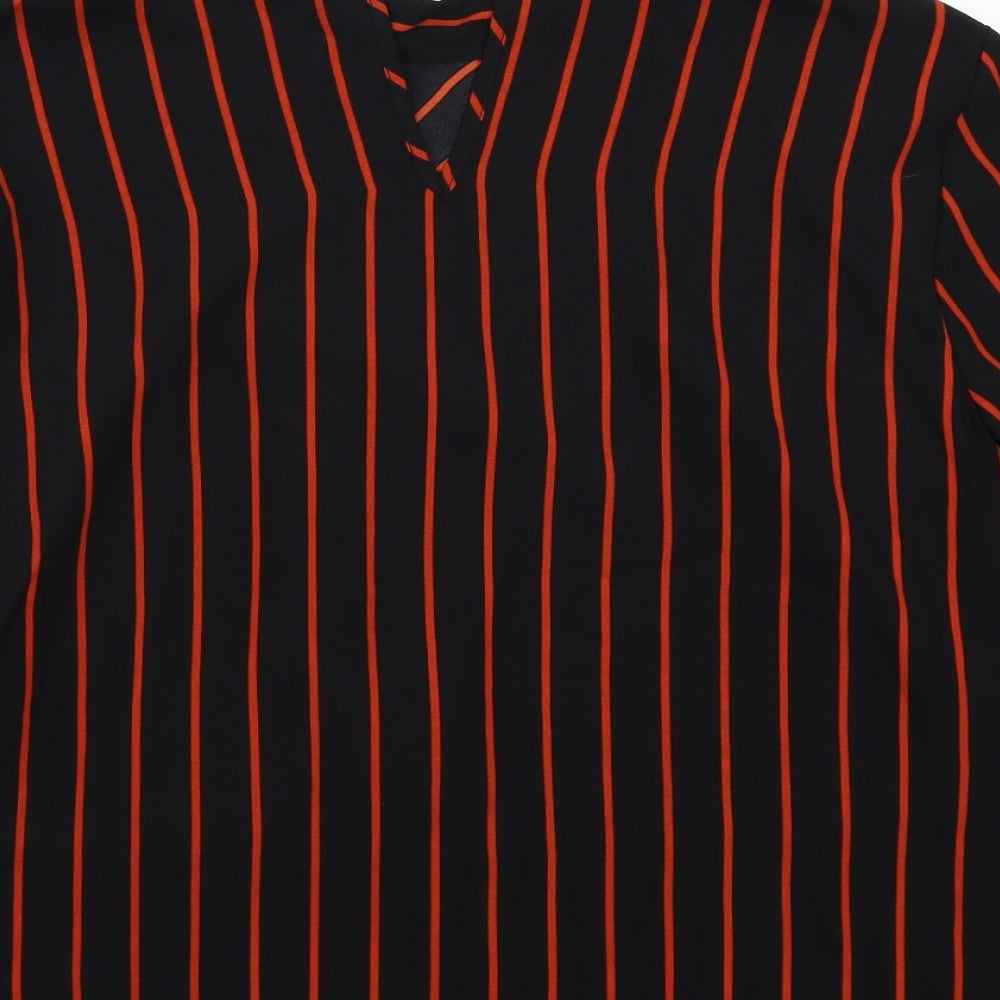 Peacocks Womens Black Striped  Basic Blouse Size 16