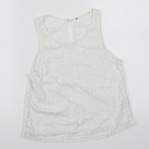 Topshop Womens White   Cropped T-Shirt Size 10
