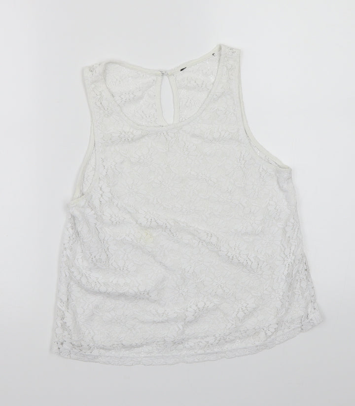Topshop Womens White Cropped T-Shirt Size 10