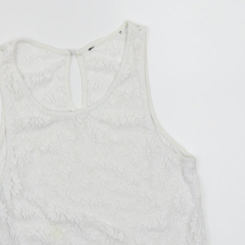 Topshop Womens White   Cropped T-Shirt Size 10