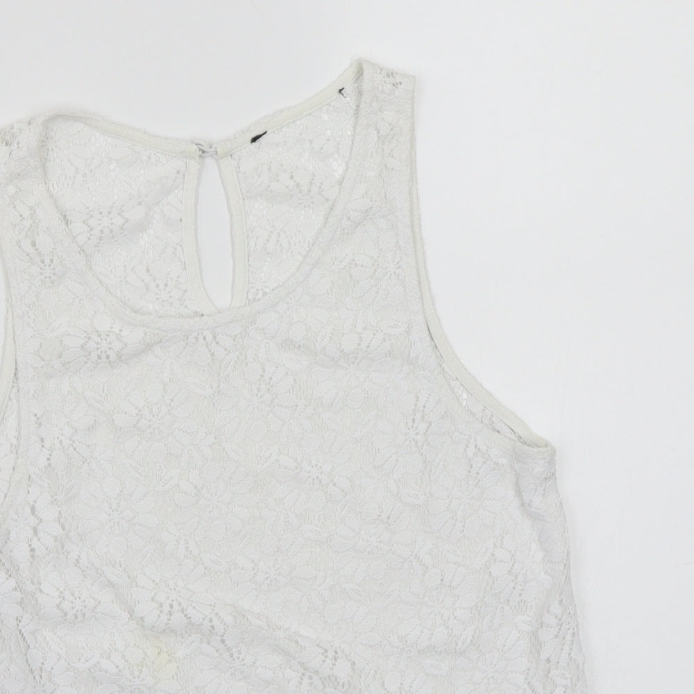 Topshop Womens White   Cropped T-Shirt Size 10