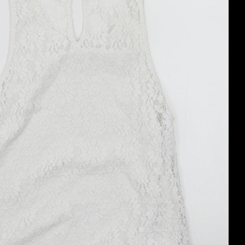 Topshop Womens White   Cropped T-Shirt Size 10