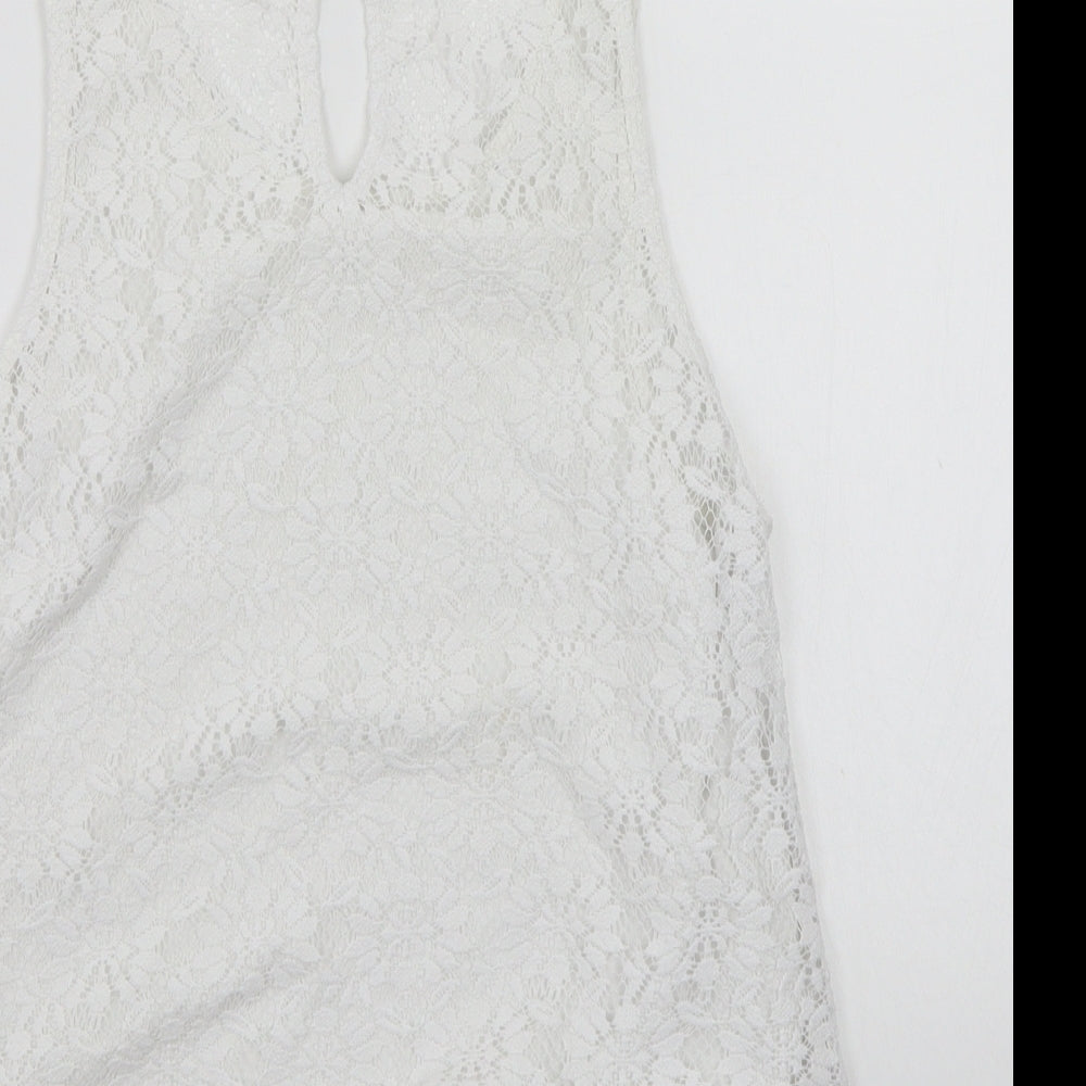 Topshop Womens White   Cropped T-Shirt Size 10