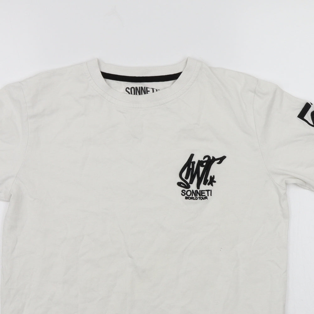 sonnetti Boys White   Basic T-Shirt Size 12-13 Years