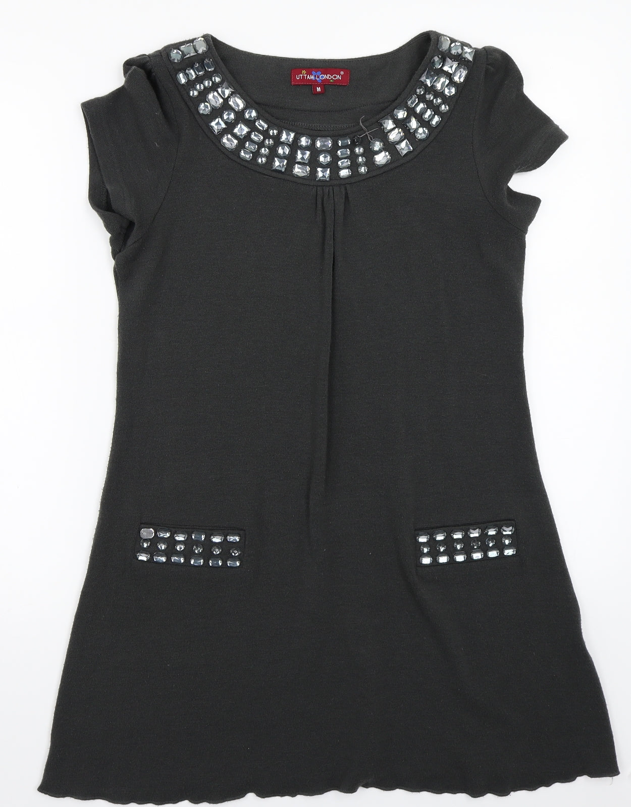 Uttam London Womens Grey  Rayon A-Line  Size M