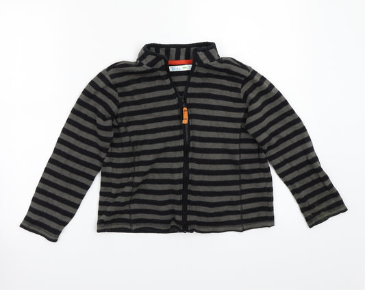 Front view of M&Co boys’ grey striped jacket coat, size 6-7, years