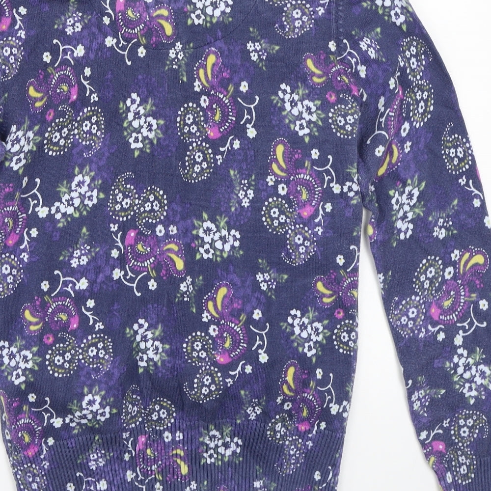 Fat Face Womens Purple Floral  Cardigan Jumper Size S