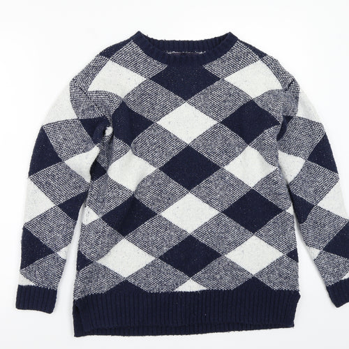 Marks and Spencer Womens Blue Check  Pullover Jumper Size S