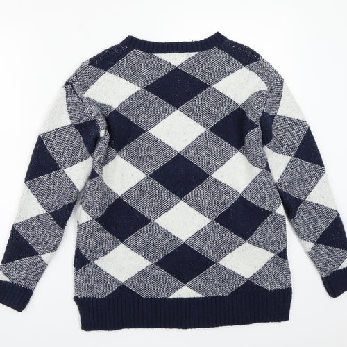 Marks and Spencer Womens Blue Check  Pullover Jumper Size S