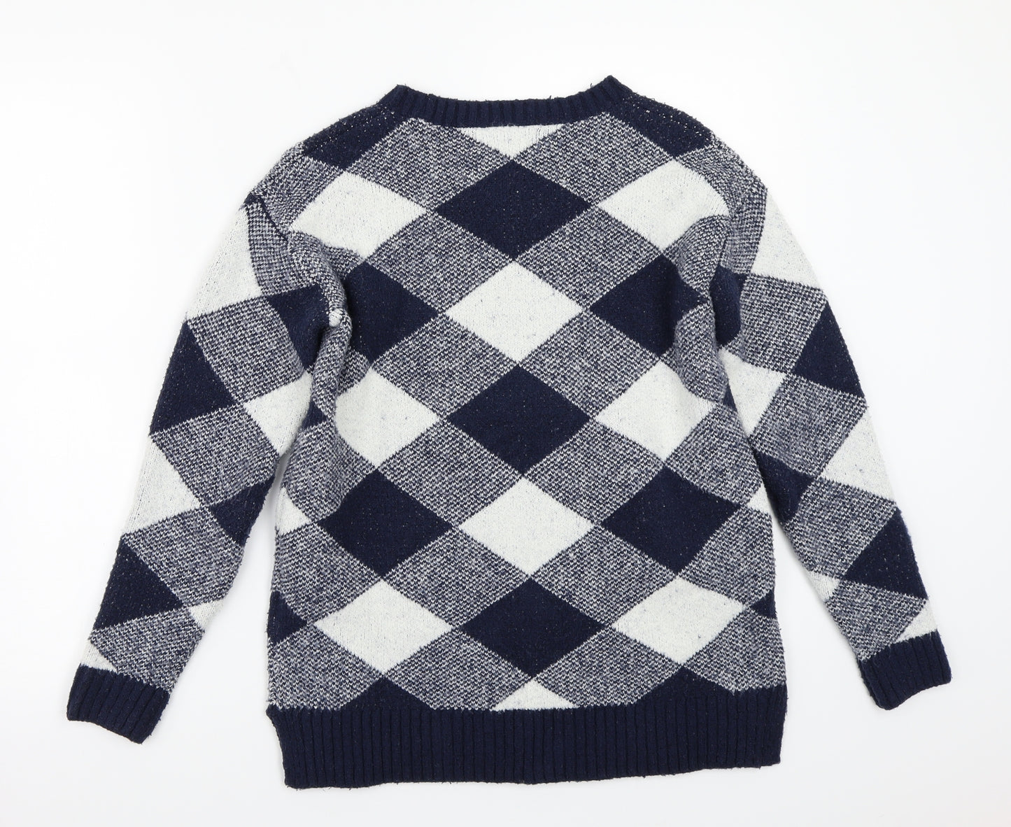 Marks and Spencer Womens Blue Check  Pullover Jumper Size S
