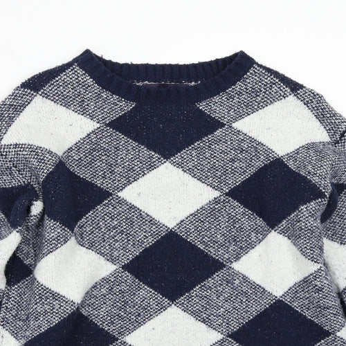 Marks and Spencer Womens Blue Check  Pullover Jumper Size S