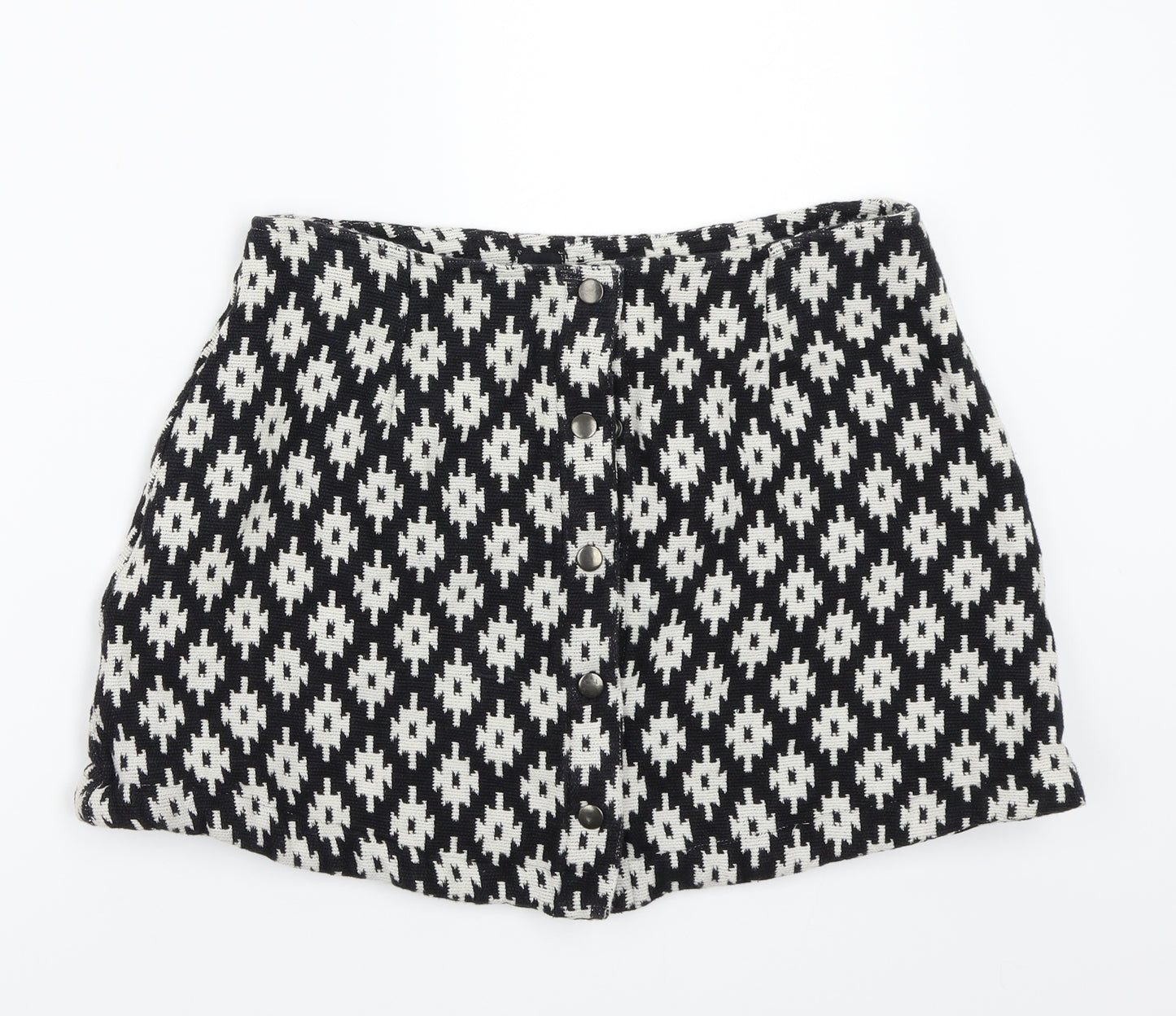 ASOS Womens Black Geometric  A-Line Skirt Size 12