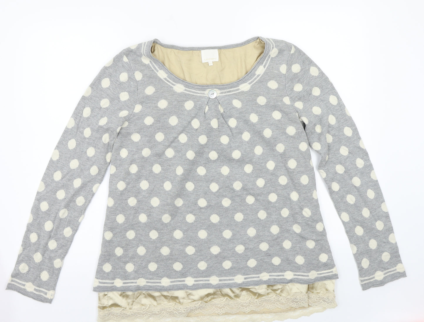 Uldahl Womens Grey Polka Dot  Pullover Jumper Size L