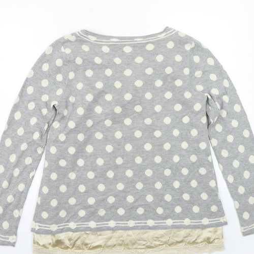 Uldahl Womens Grey Polka Dot  Pullover Jumper Size L