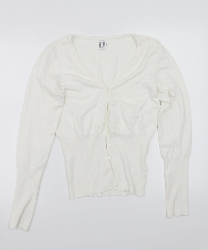 Saint Tropez Clothing Womens White Cardigan Jumper Size M