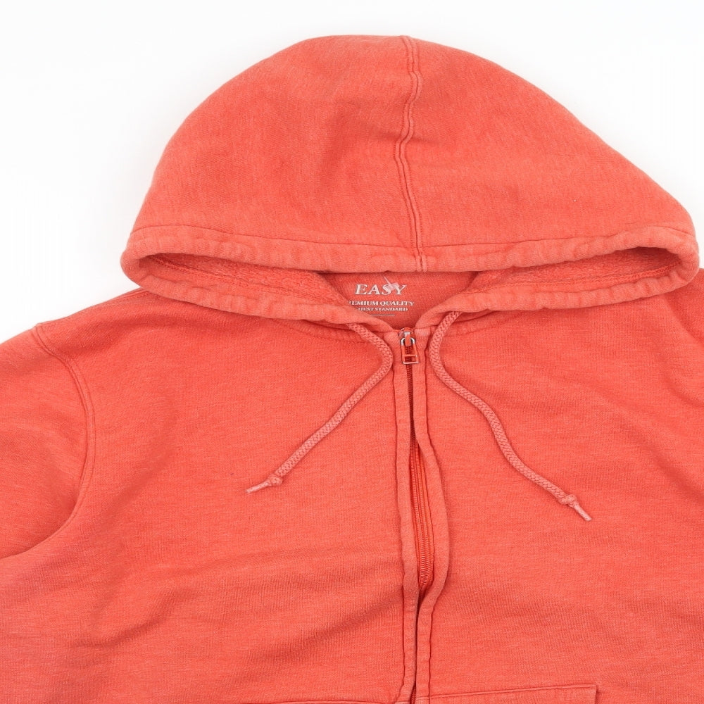Easy Mens Orange  Jersey Full Zip Hoodie Size L