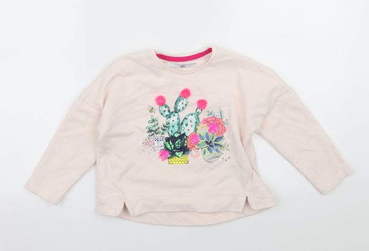 Marks and Spencer Girls Pink  Jersey Pullover Sweatshirt Size 4-5 Years  - Cactus