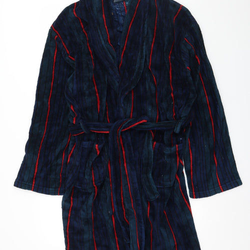 BHS Mens Blue Striped Microfibre  Robe Size XL