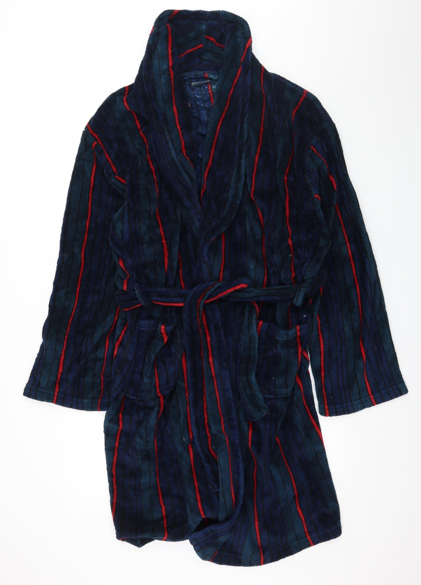 BHS Mens Blue Striped Microfibre  Robe Size XL