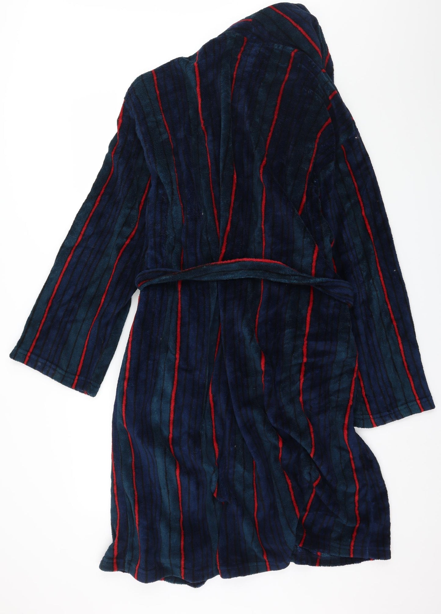 BHS Mens Blue Striped Microfibre  Robe Size XL