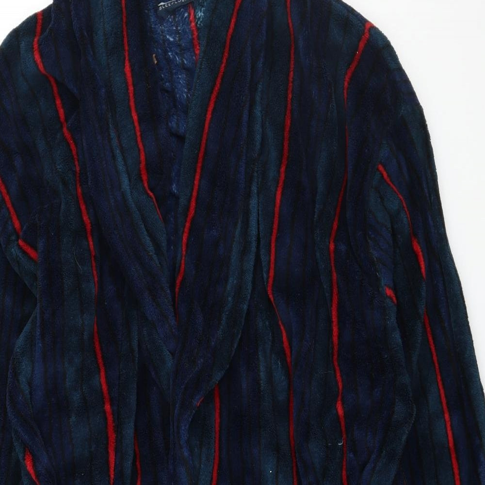 BHS Mens Blue Striped Microfibre  Robe Size XL
