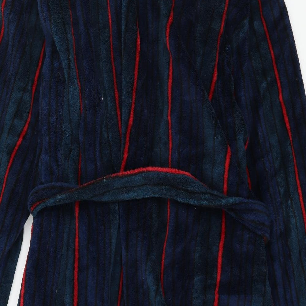 BHS Mens Blue Striped Microfibre  Robe Size XL