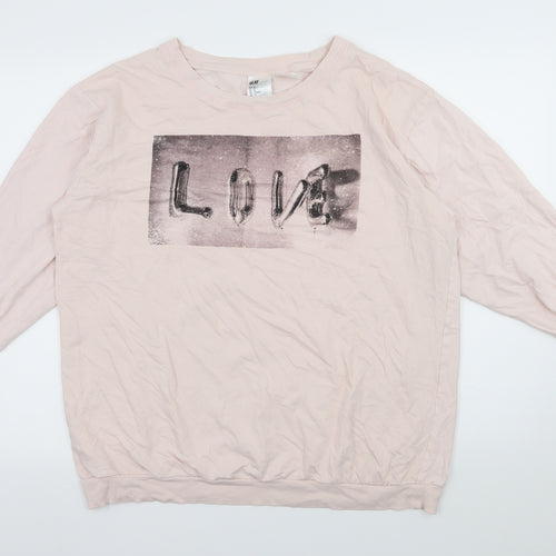H&M Womens Pink  Jersey Pullover Sweatshirt Size M  - Love