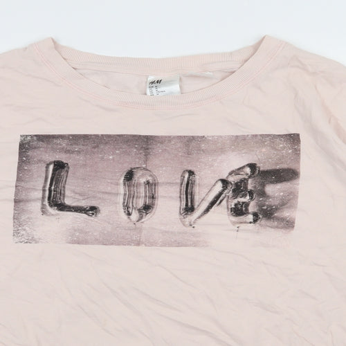 H&M Womens Pink  Jersey Pullover Sweatshirt Size M  - Love