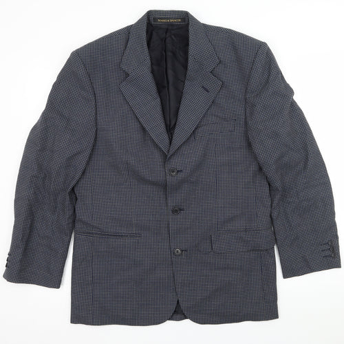 St Michael Mens Blue Geometric  Jacket Suit Jacket Size M