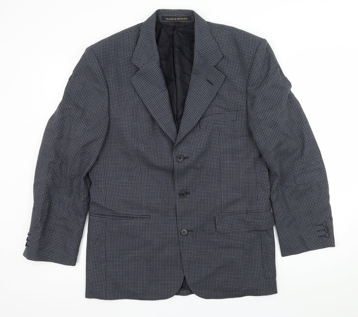 St Michael Mens Blue Geometric Jacket Suit Jacket Size M