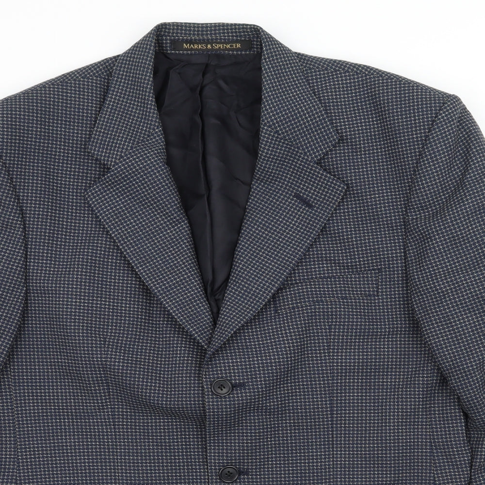 St Michael Mens Blue Geometric  Jacket Suit Jacket Size M