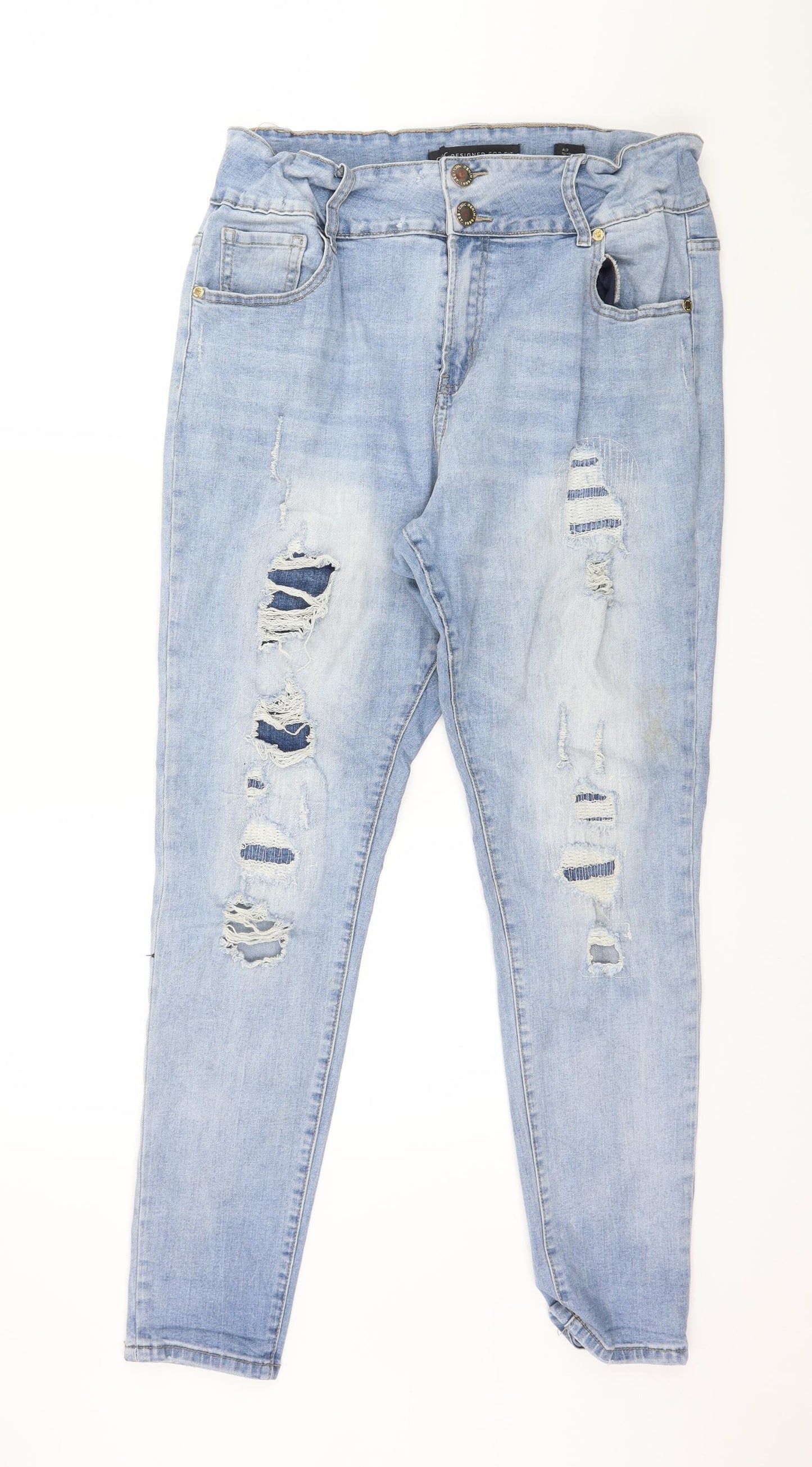 Chic Denim Womens Blue  Denim Mom Jeans Size 16 L29 in