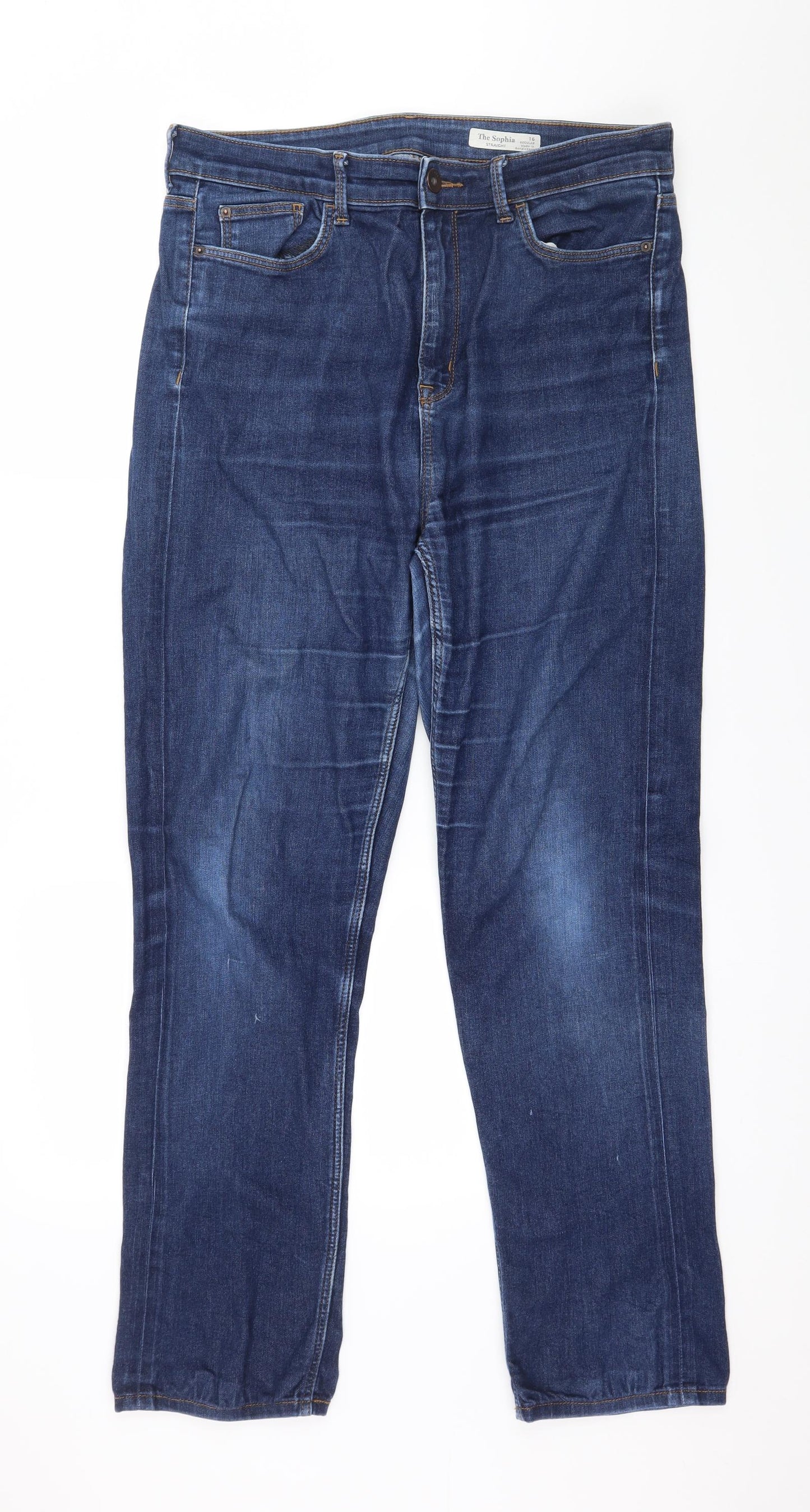 Marks and Spencer Womens Blue  Denim Straight Jeans Size 16 L29 in