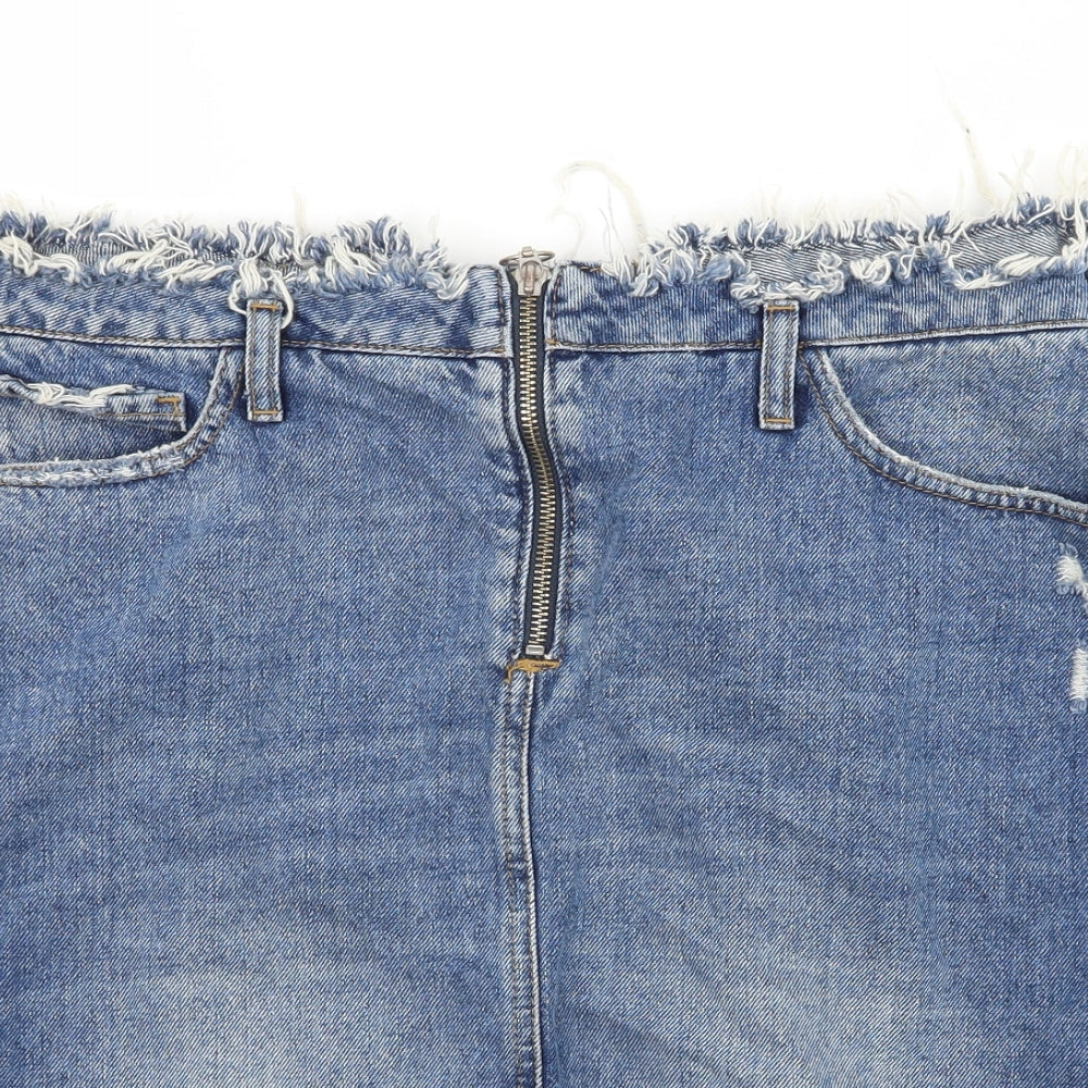 River Island Womens Blue  Denim A-Line Skirt Size 14