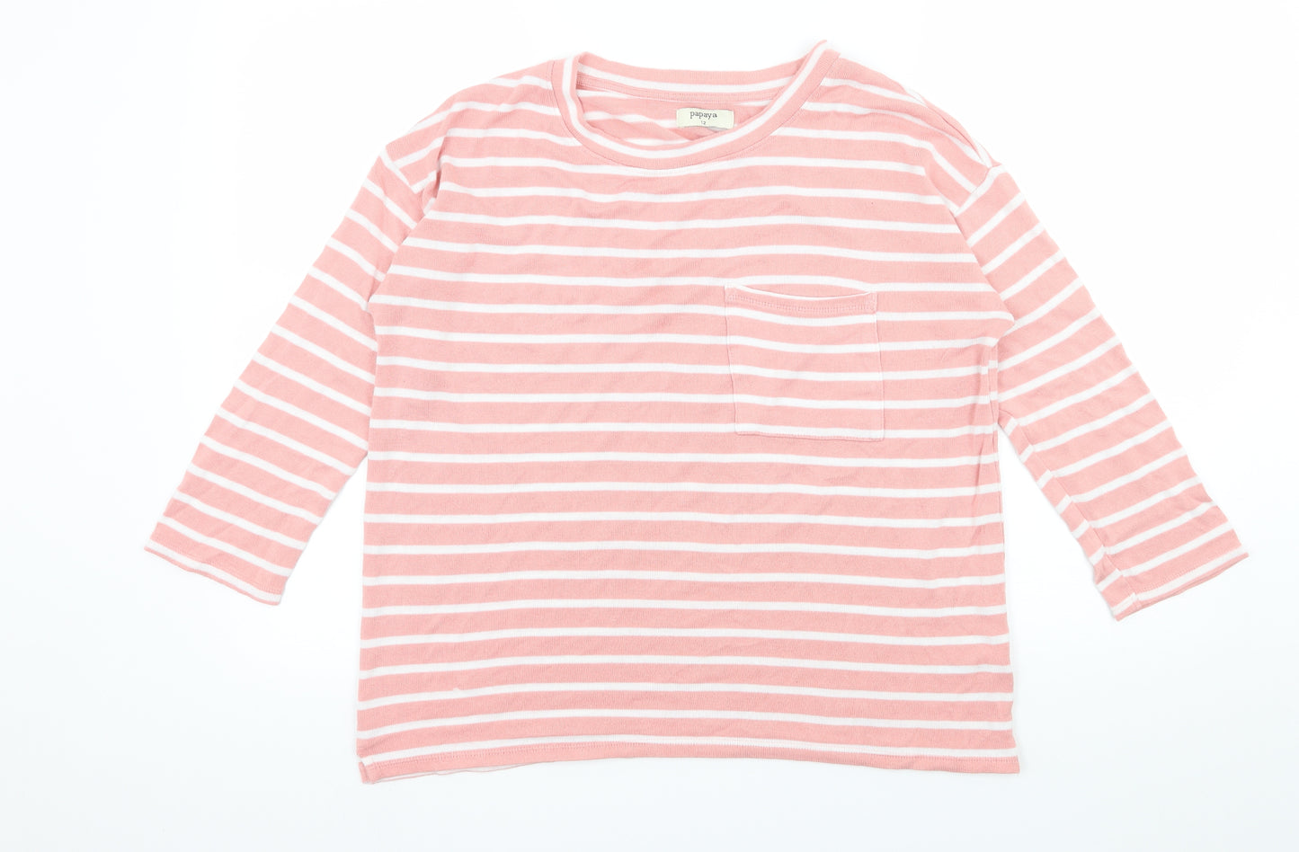 Papaya Womens Pink Striped Knit Pullover Jumper Size 12