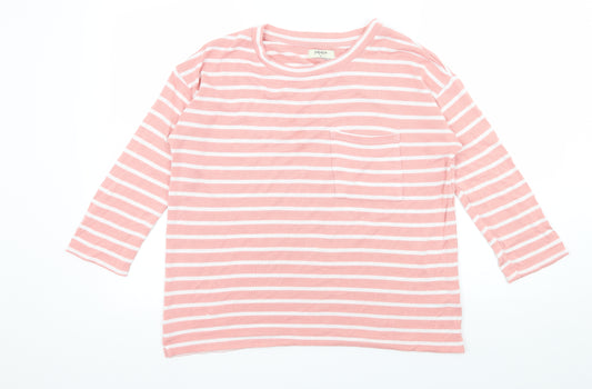 Front view of Papaya women’s pink striped knit jumper, size UK 12
