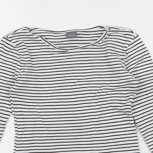 NEXT Girls White Striped Jersey Basic T-Shirt Size 12 Years
