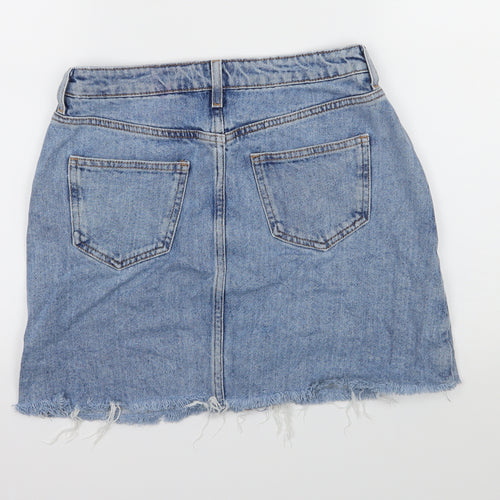 New Look Girls Blue  Denim A-Line Skirt Size 13 Years - Distressed