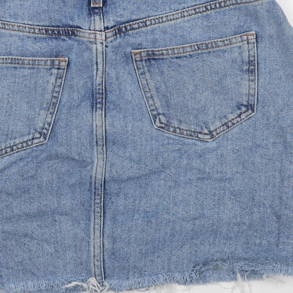 New Look Girls Blue  Denim A-Line Skirt Size 13 Years - Distressed