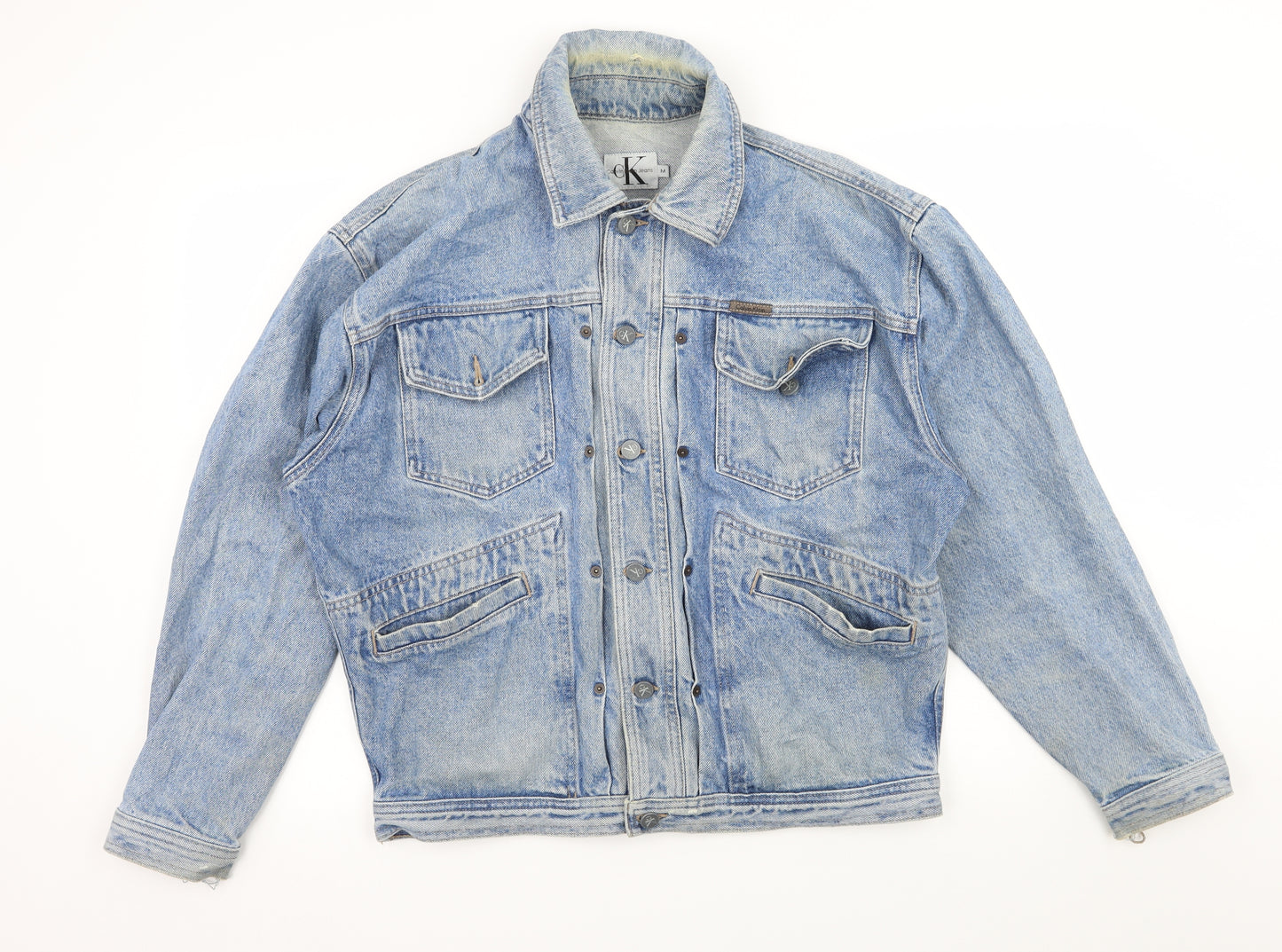 Calvin Klein Mens Blue  Denim Jacket  Size M  - Distressed