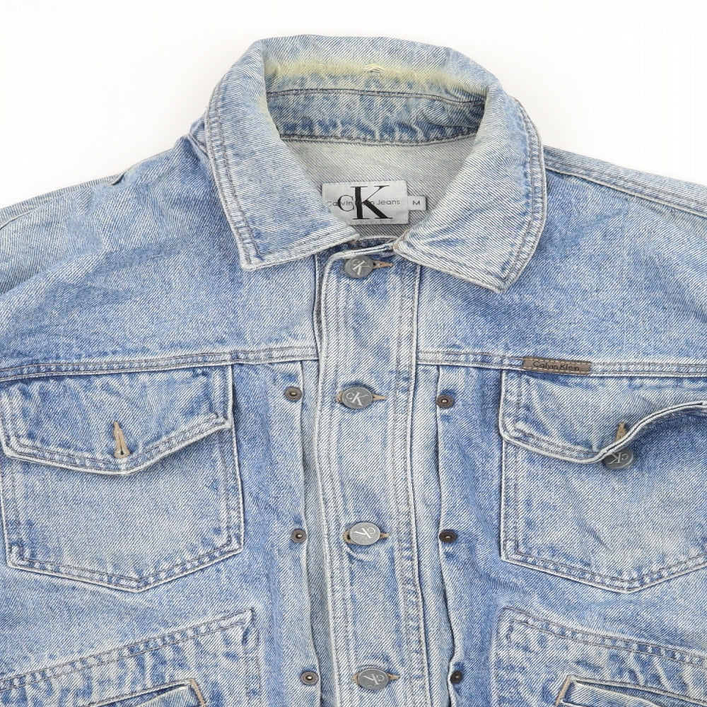 Calvin Klein Mens Blue  Denim Jacket  Size M  - Distressed